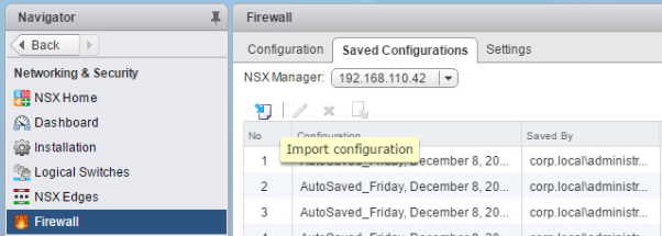 NSX DFW AutoSaved Rules