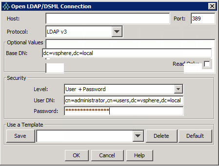 JXplorer LDAP VMware connection